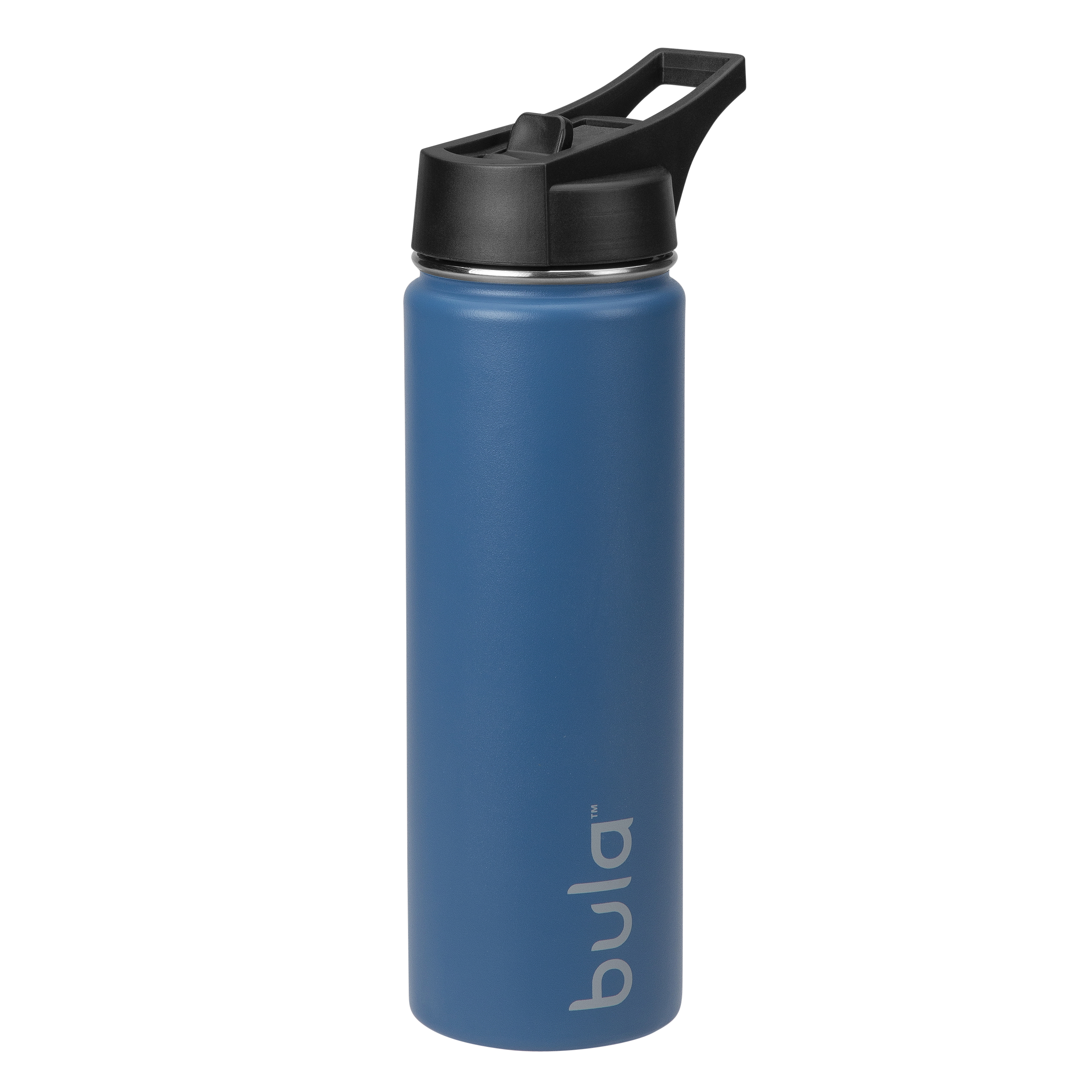Bula 22oz Slim Sport w/ Pop Up Straw Double Wall Stainless Steel Hydration Bottle, Cold 24 Hours, Midnight Blue